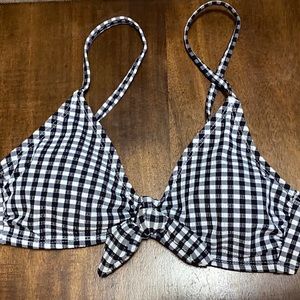 Tie front gingham bralette bikini top